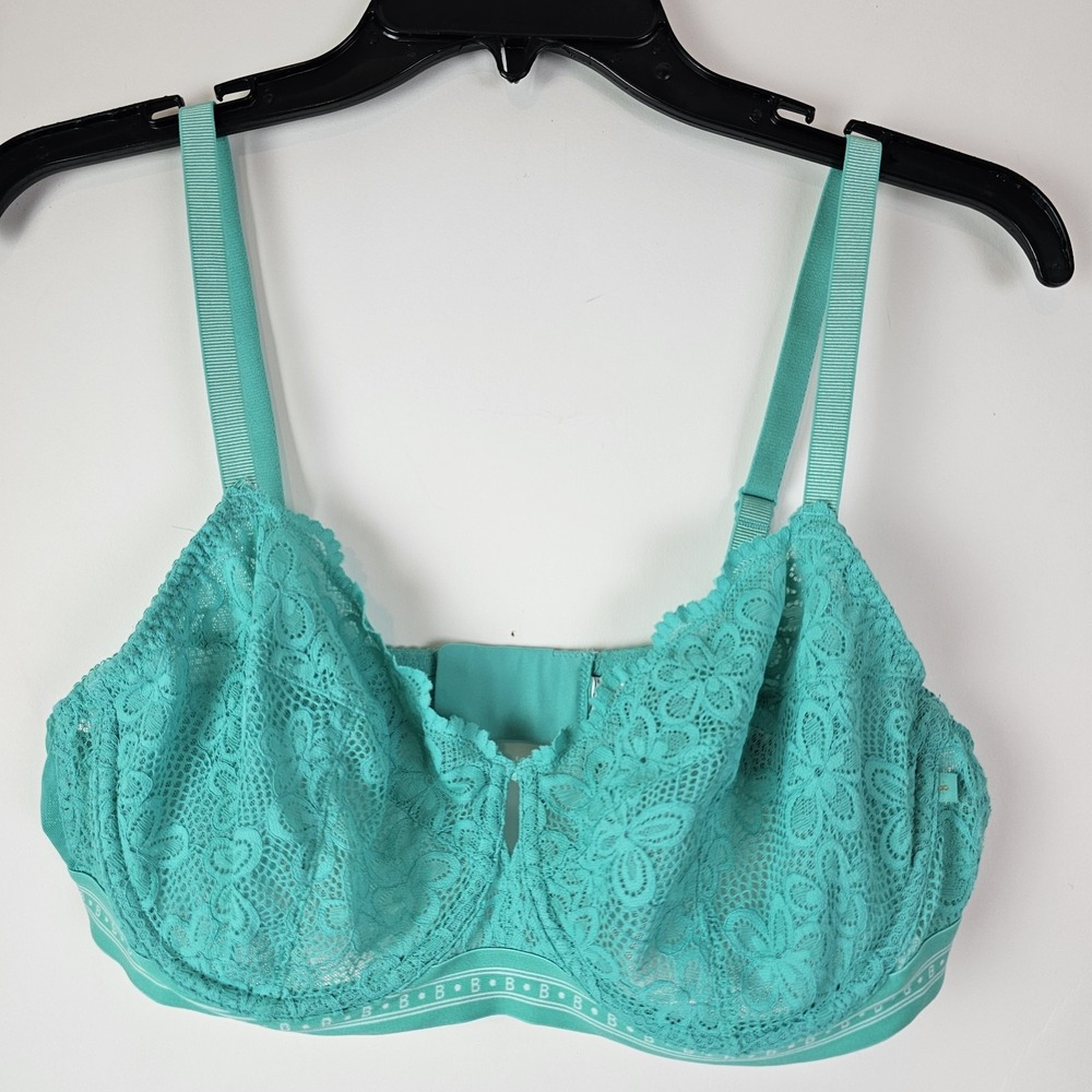 M&S Marks & Spencer Underwired Bra Blue Lace Size 38C Semi Sheer